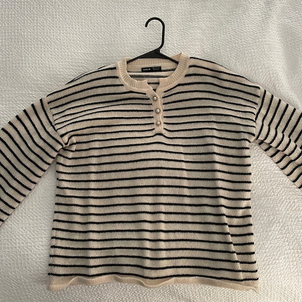 Striped button down sweater